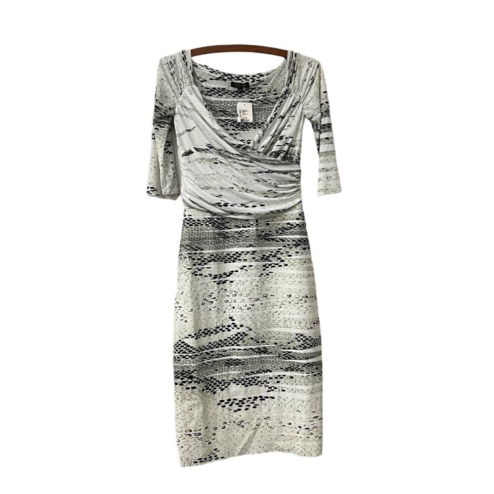 Chiara Boni La Petite Robe Draped Lexis Lizard Print Sheath Dress Size 8 NWT